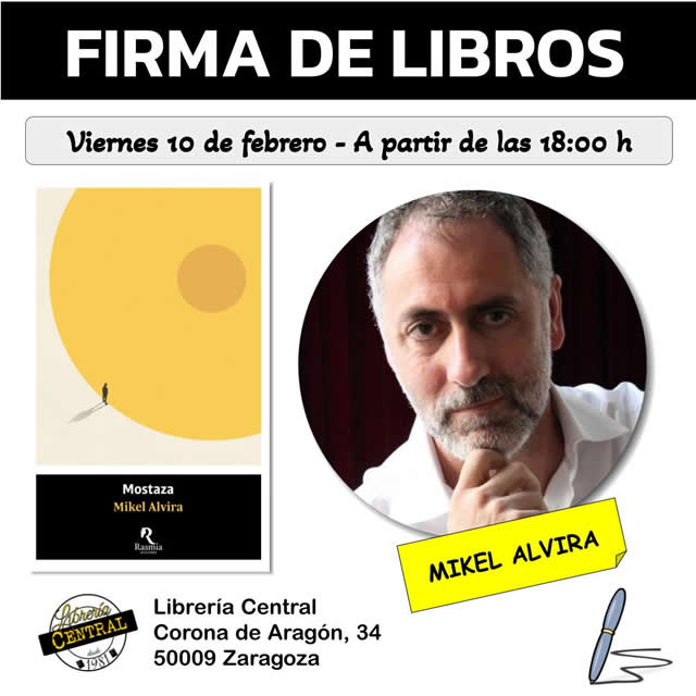 Mikel Alvira firma en librería Central de Zaragoza